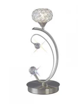 Table Lamp 1 Light Satin Nickel, Crystal