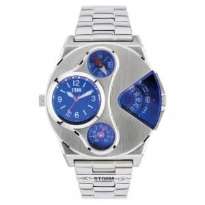 Storm V2 Navigator Lazer Blue Dual Time Stainless Steel Mens Watch 47246/B