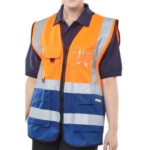 BSeen High Vis Two Tone Executive Waistcoat 2XL OrangeNavy Ref