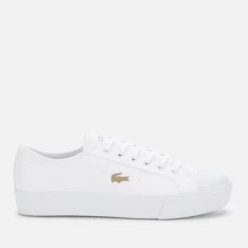 Lacoste Womens Ziane Plus Grand Leather Flatform Trainers - White/White - UK 3