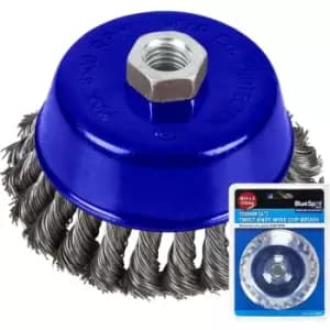 Bluespot - Twist Knot Wire Cup Brush Rust Paint Removal M14 x 2 100mm 4'