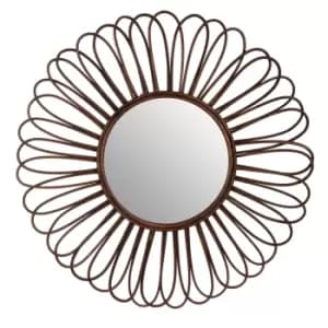 Interiors By Premier Round Wall Mirror - Black Ratta