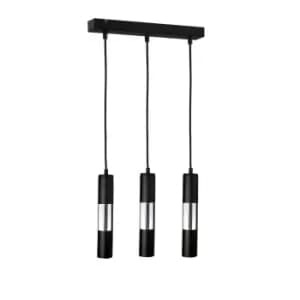 Magnum Bar Pendant Ceiling Light Black, Silver, 50cm, 3x GU10