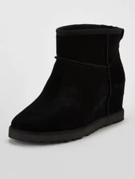 UGG Classic Femme Hidden Wedge Mini Ankle Boots - Black, Size 5, Women