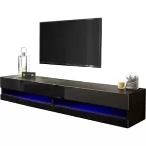 Galicia 180cm Wall tv Unit with LED Black - GFW