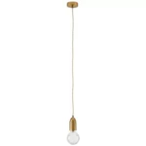 Kitimat Slim Pendant Ceiling Light Brass Metal, Clear Glass LED G9 - Merano
