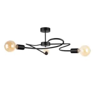 Fiore Multi Arm Semi Flush Ceiling Light Black, 60cm, 3x E27