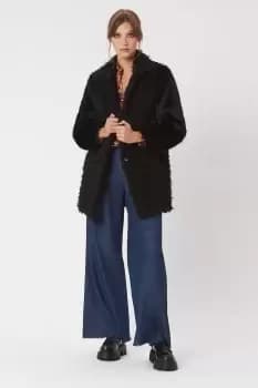 Mix Faux Fur Panel Coat