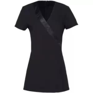 Premier Womens/Ladies Rose Beauty & Spa Wrap Satin Trim Tunic (8) (Black) - Black