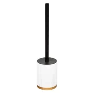 Modern Bamboo Toilet Brush and Holder White