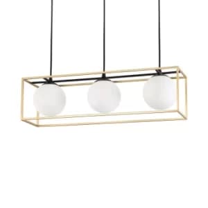 Lingotto 3 Light Pendant Bar Light Antique Brass