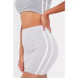I Saw It First Grey Marl Tie Dye Print Side Stripe Mini Skirt - Grey