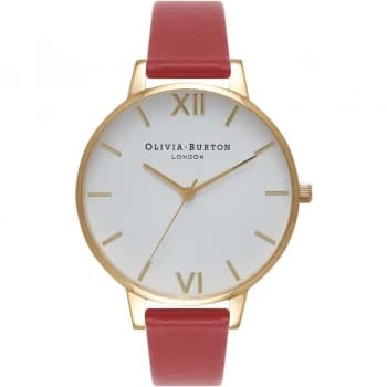 Olivia Burton Big White Dial Red & Gold Watch OB15BDW01