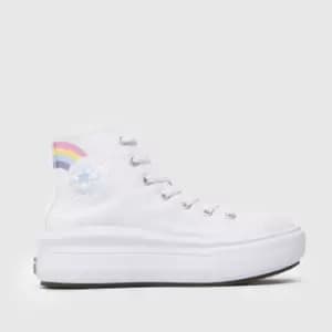 Converse White & Pl Blue Move Platform Girls Junior Trainers