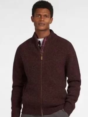 Barbour Barbour Calder Knitted Zip Thru, Red, Size L, Men