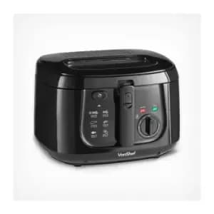 2.5L Deep Fat Fryer with Observation Window, Adjustable Temperature Control & Removable Basket for Easy Cleaning - 1800W, Black - Vonshef