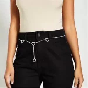 I Saw It First Heart Detail Diamante Chain Belt - Metallics