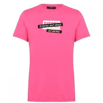 Diesel Embroidered Tape T Shirt - Pink 3BG