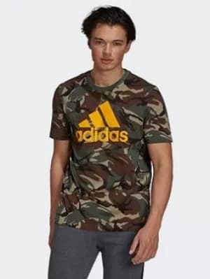 adidas Essentials Camouflage T-Shirt, Green/Yellow Size M Men