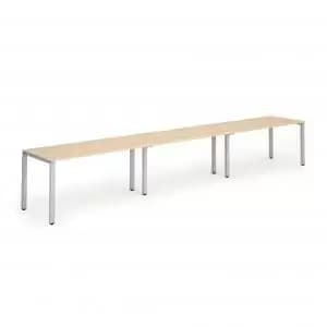 Single Silver Frame Bench Desk 1200 Maple 3 Pod