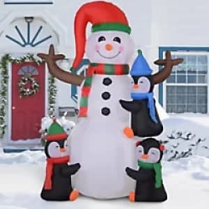 Homcom Christmas Snowman and Penguins Inflatable Multicolour 70 x 180 cm