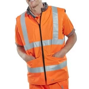 BSeen Reversible High Vis Bodywarmer 3XL OrangeGrey Ref BWENGORXXXL Up
