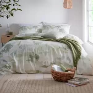 Appletree Loft Edale Watercolour 100% Cotton Reversible Duvet Cover Set, Green, Double