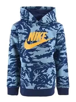 Nike Kids Boys AOP Club Camo Overhead Hoody, Dark Blue, Size 2-3 Years