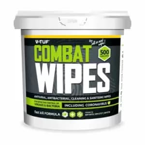 V-tuf VTABW-500 Bucket of Combat Wipes Antiviral Anti-Bacterial (500 Wipes)