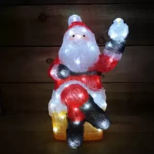 39cm Festive Acrylic Lit Sitting Santa Bird Outdoor Christmas Decoration 40 LED