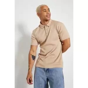 I Saw It First Mens Ribbed Polo Tshirt - Brown