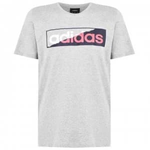 adidas Linear Rip Mens T-Shirt - Grey/Wht/Red