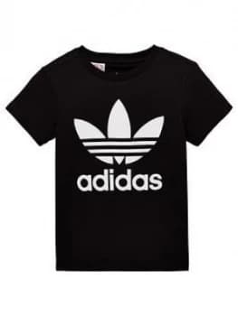 adidas Originals Boys Trefoil Tee, Black, Size 5-6 Years