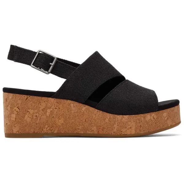 Toms Womens Claudine Vegan Slingback Wedge Sandals - UK 7 Black female PS4149BKC7