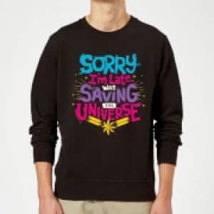 Captain Marvel Sorry I'm Late Sweatshirt - Black