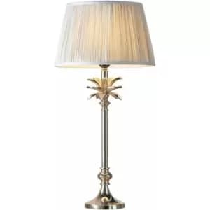 Table Lamp Polished Nickel Plate & Silver Silk 60W E27 Base & Shade e10382