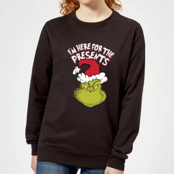 The Grinch Im Here for The Presents Womens Christmas Sweatshirt - Black - 5XL