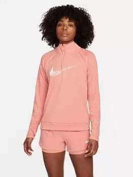 Nike Swoosh Run Midlayer Long Sleeve Top - Dark Pink Size S, Women
