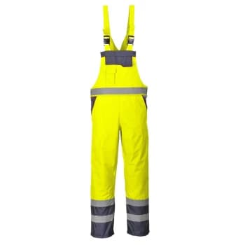 Oxford Weave 300D Class 2 Hi Vis Contrast Bib and Brace Yellow / Navy 2XL