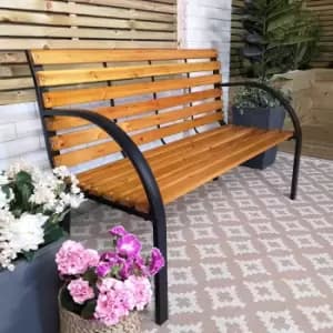 Ambleside 2 Person Outdoor Metal Wooden Garden Patio Bench