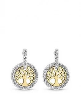 Jon Richard 2 Tone Plate Swarovski Tree Of Life Earring