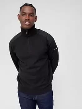 Calvin Klein Mix Media Quarter Zip Knit - Black, Size XL, Men