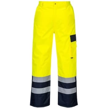 S686YNRL - sz L Hi-Vis Contrast Trousers - Lined - Yellow/Navy - Portwest
