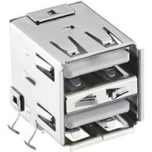 Lumberg 2410 03 USB 2.0 Connector Socket horizontal mount Panel coupling type A angled