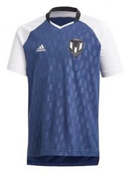 Boys, adidas Messi Icon Tee, Blue, Size 5-6 Years