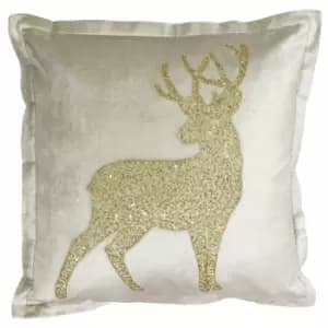 Wonderland Prancer Champagne Cushion Green and Gold
