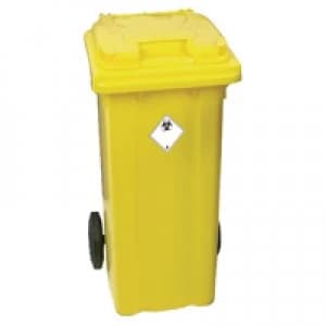 Slingsby Yellow Clinical Waste 2 Wheel Refuse Container 120 Litres 377918