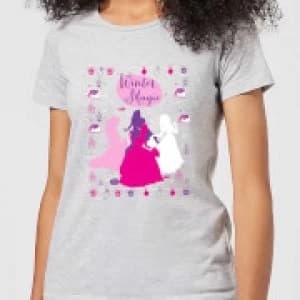 Disney Princess Silhouettes Womens Christmas T-Shirt - Grey - 3XL