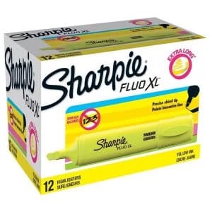 Sharpie Fluo XL Highlighter Chisel Tip Yellow Pack of 12