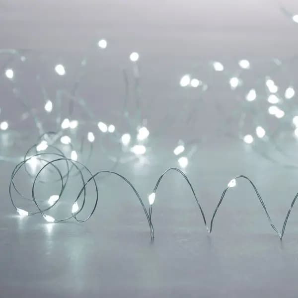 Selected By Us Festive 9.95M Battery Operated White LED Silver Micro Wire Fairy Lights - 200 Lights